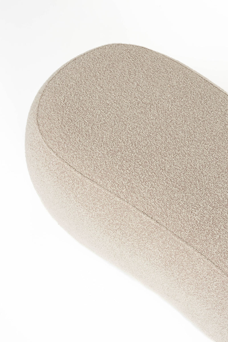 Hocker Noxx Beige mit Teddy-Stoff, 2 Sitzplätze für Wohnzimmer