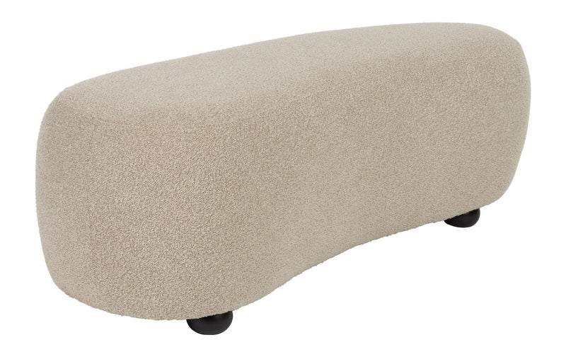 Hocker Noxx Beige mit Teddy-Stoff, 2 Sitzplätze für Wohnzimmer