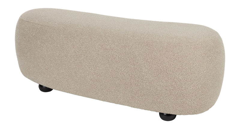 Hocker Noxx Beige mit Teddy-Stoff, 2 Sitzplätze für Wohnzimmer