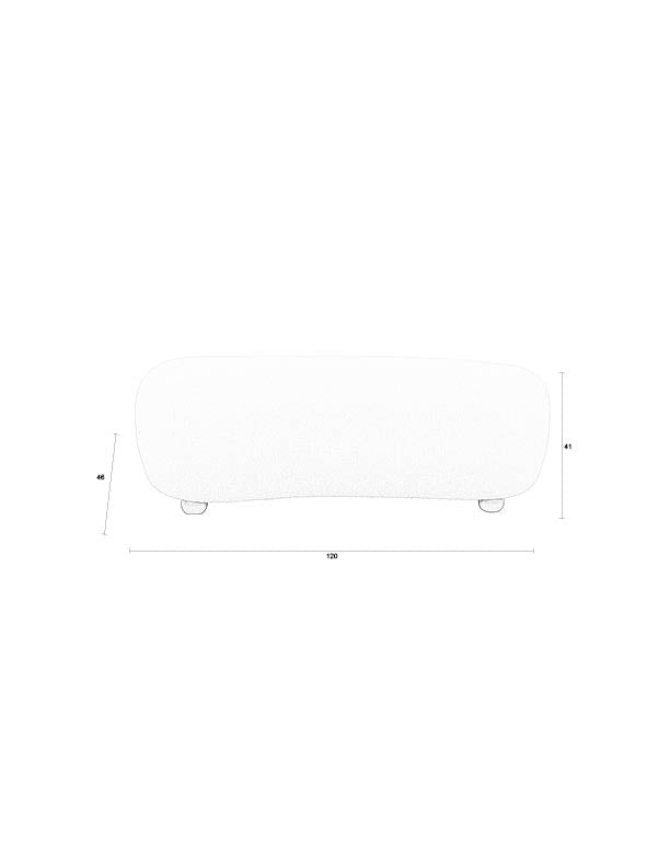 Hocker Noxx Beige mit Teddy-Stoff, 2 Sitzplätze für Wohnzimmer