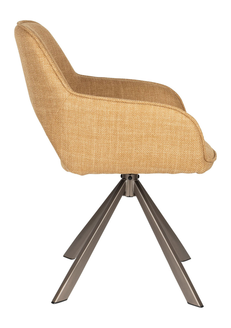 Esszimmerstuhl Toye im 2er-Set, Gelb mit drehbarem Sitz aus Polyester