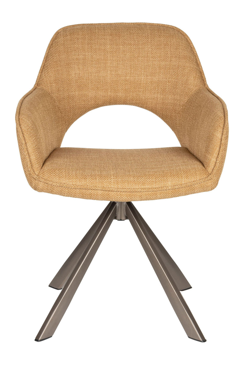 Esszimmerstuhl Toye im 2er-Set, Gelb mit drehbarem Sitz aus Polyester