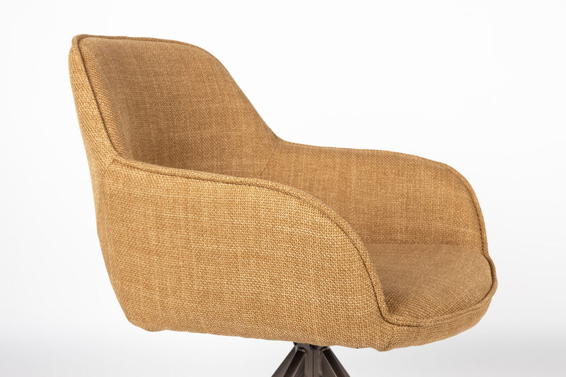 Esszimmerstuhl Toye im 2er-Set, Gelb mit drehbarem Sitz aus Polyester