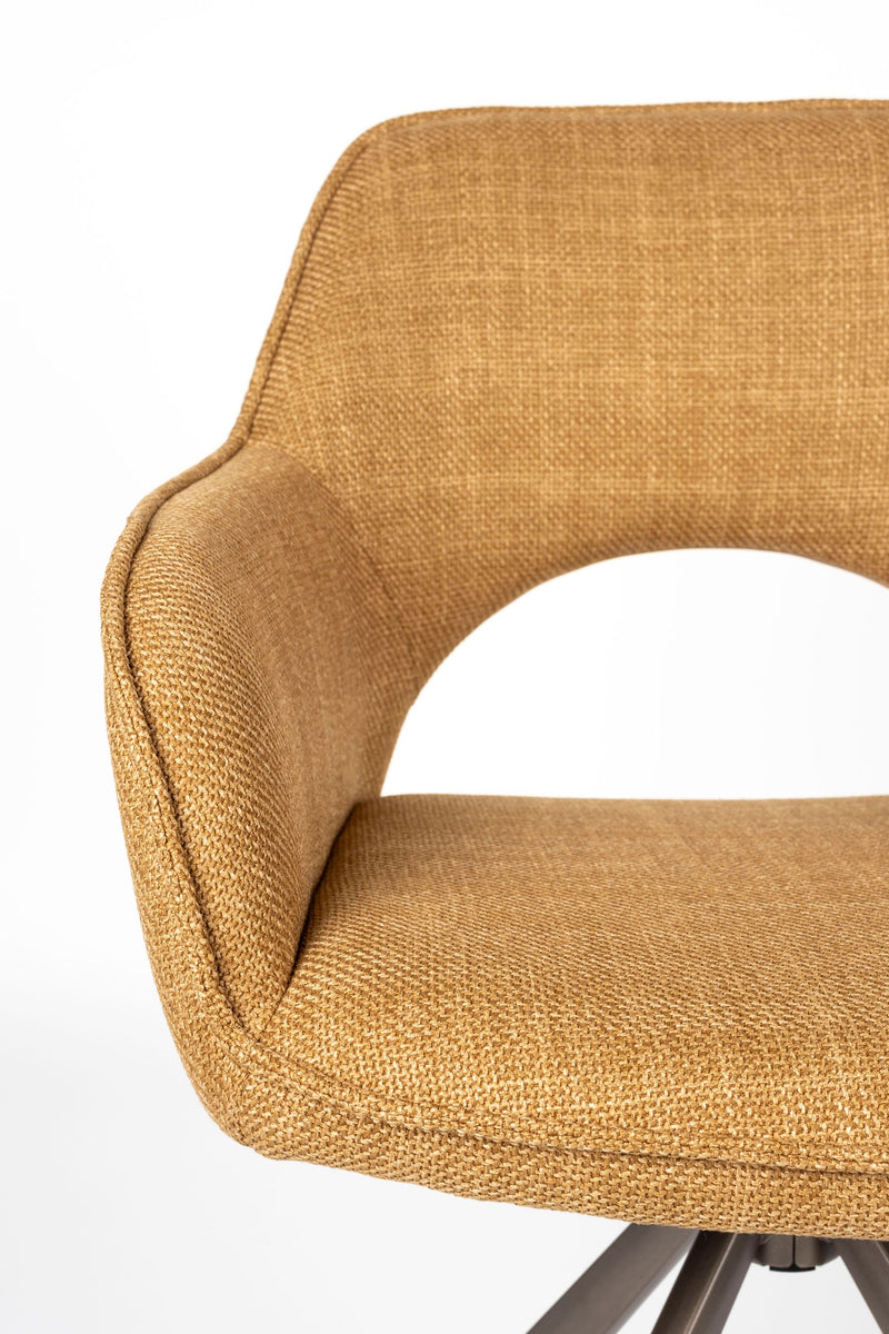 Esszimmerstuhl Toye im 2er-Set, Gelb mit drehbarem Sitz aus Polyester