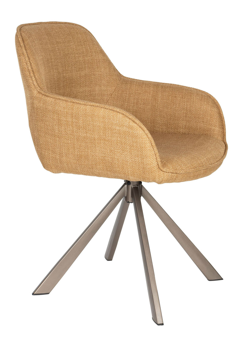 Esszimmerstuhl Toye im 2er-Set, Gelb mit drehbarem Sitz aus Polyester