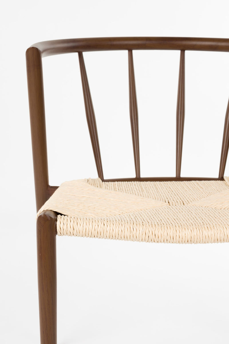 Esszimmerstuhl Che im 2er-Set, Walnut mit Seilsitz und Eisengestell