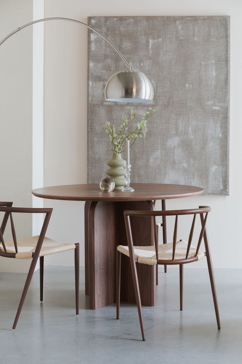 Esszimmerstuhl Che im 2er-Set, Walnut mit Seilsitz und Eisengestell