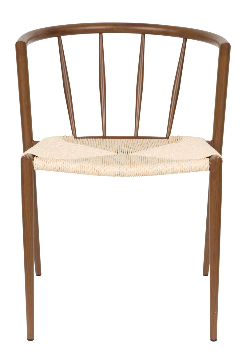 Esszimmerstuhl Che im 2er-Set, Walnut mit Seilsitz und Eisengestell