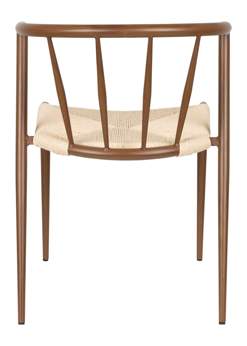 Esszimmerstuhl Che im 2er-Set, Walnut mit Seilsitz und Eisengestell