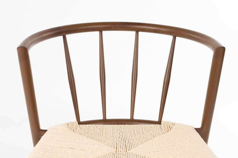 Esszimmerstuhl Che im 2er-Set, Walnut mit Seilsitz und Eisengestell