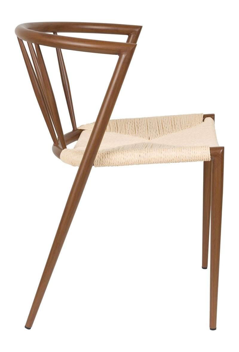 Esszimmerstuhl Che im 2er-Set, Walnut mit Seilsitz und Eisengestell