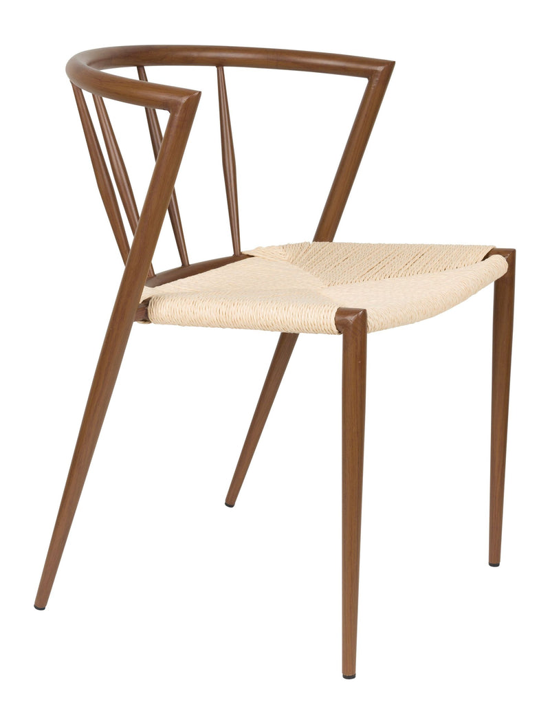 Esszimmerstuhl Che im 2er-Set, Walnut mit Seilsitz und Eisengestell
