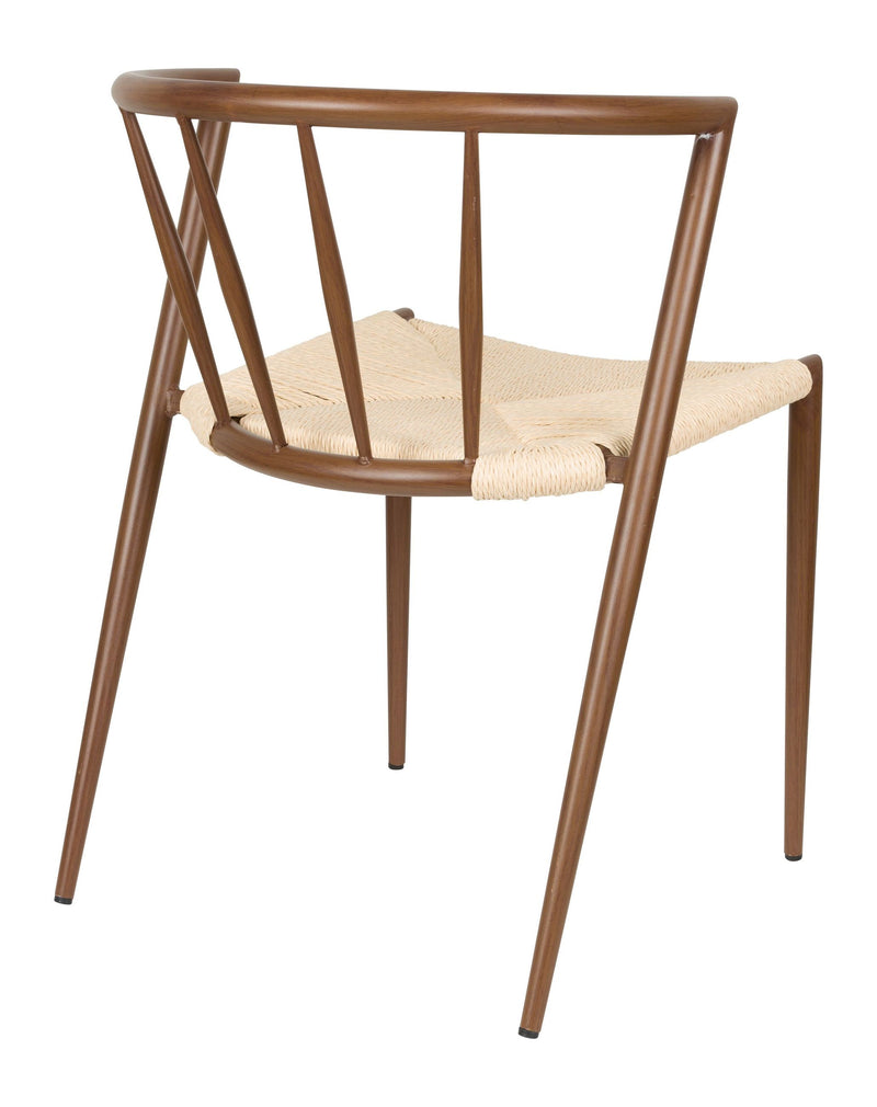 Esszimmerstuhl Che im 2er-Set, Walnut mit Seilsitz und Eisengestell