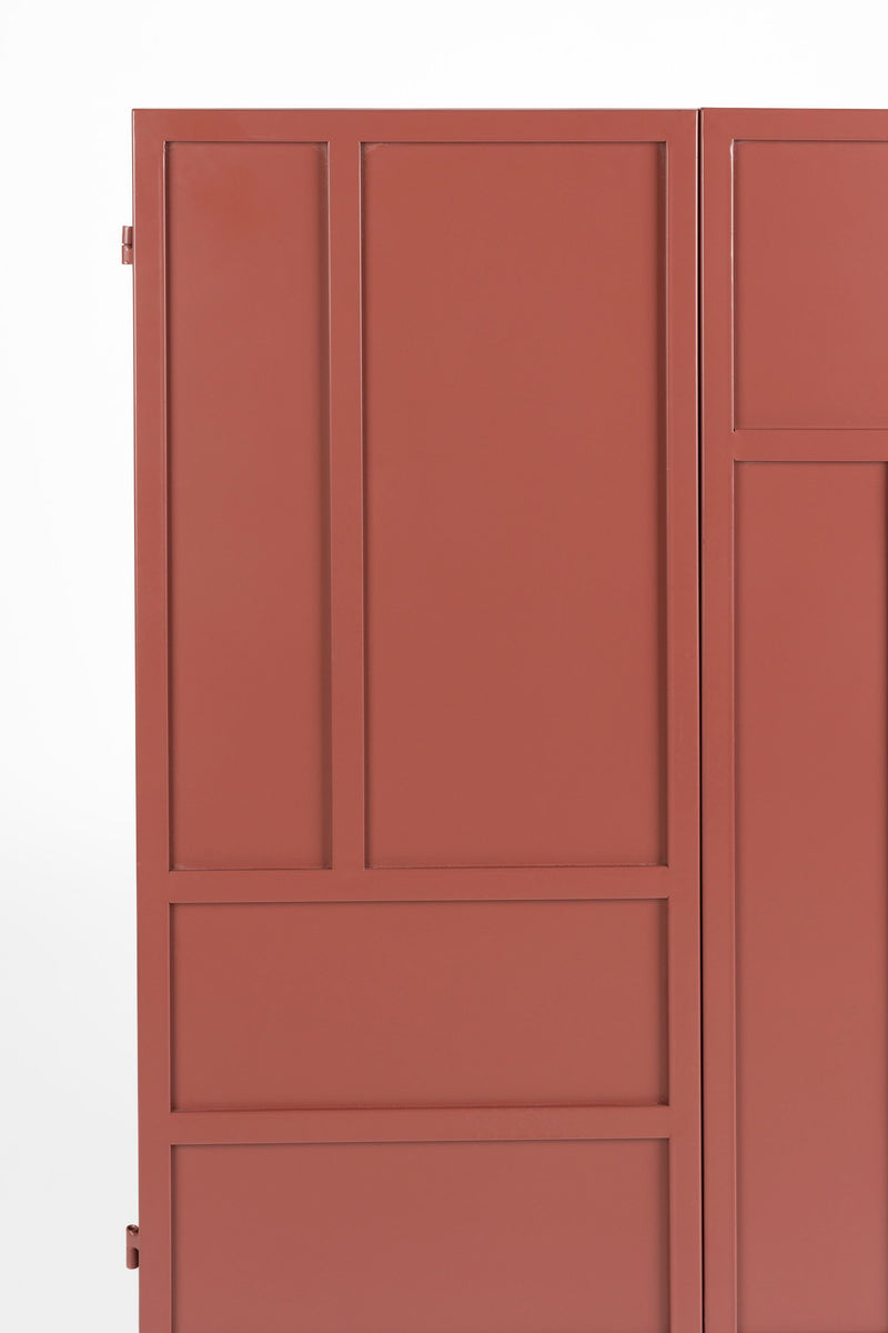 Schrank Davis im Retro-Look, Rot aus Metall mit schmalen Beinen