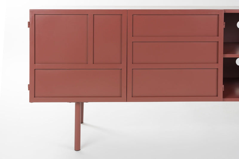 Sideboard Davis aus Metall in Rot, Retro-Design fürs Wohnzimmer