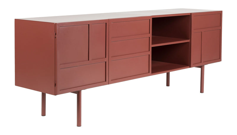 Sideboard Davis aus Metall in Rot, Retro-Design fürs Wohnzimmer