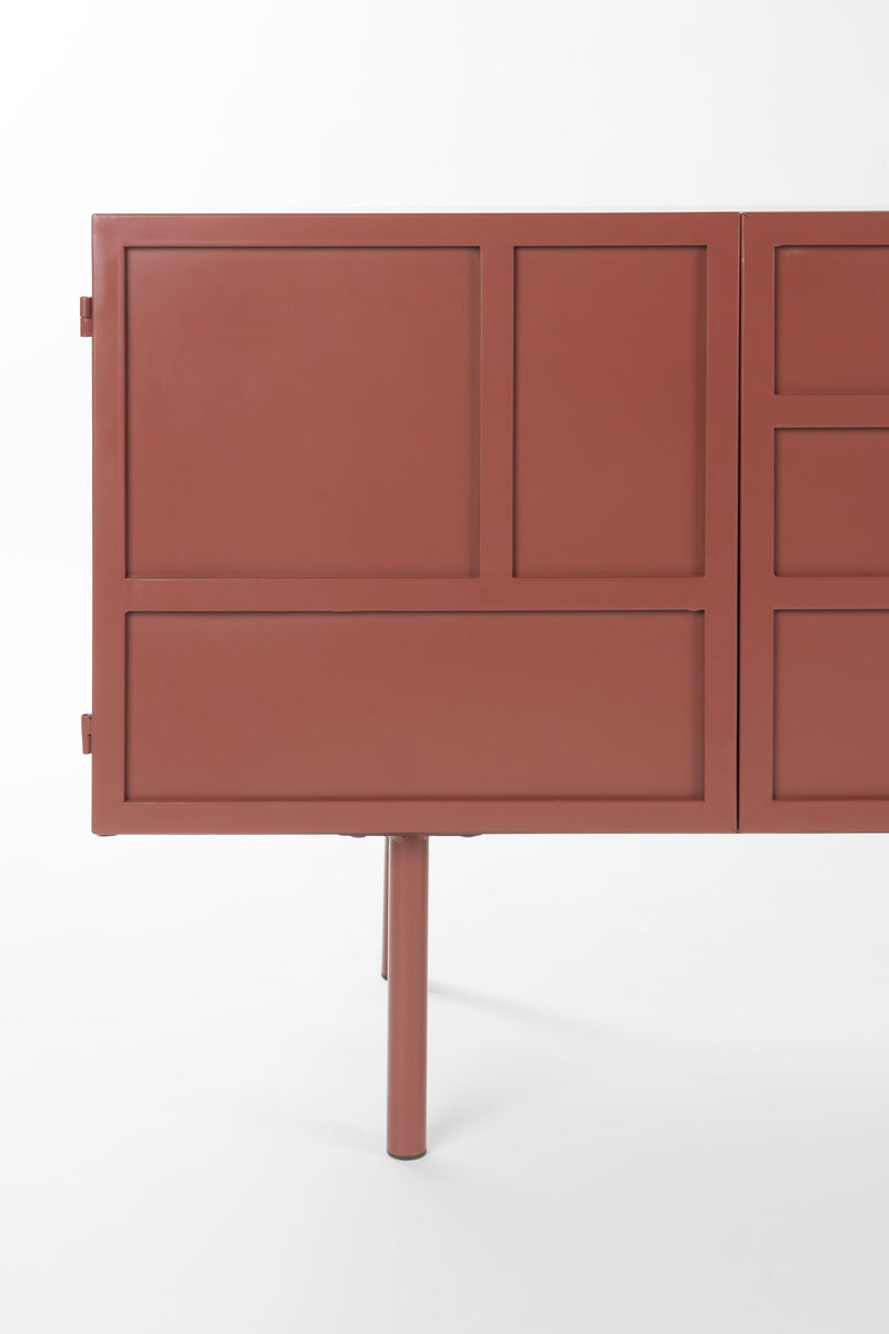 Sideboard Davis aus Metall in Rot, Retro-Design fürs Wohnzimmer