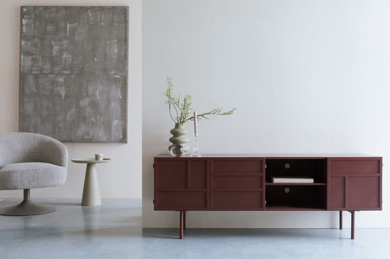 Sideboard Davis aus Metall in Rot, Retro-Design fürs Wohnzimmer