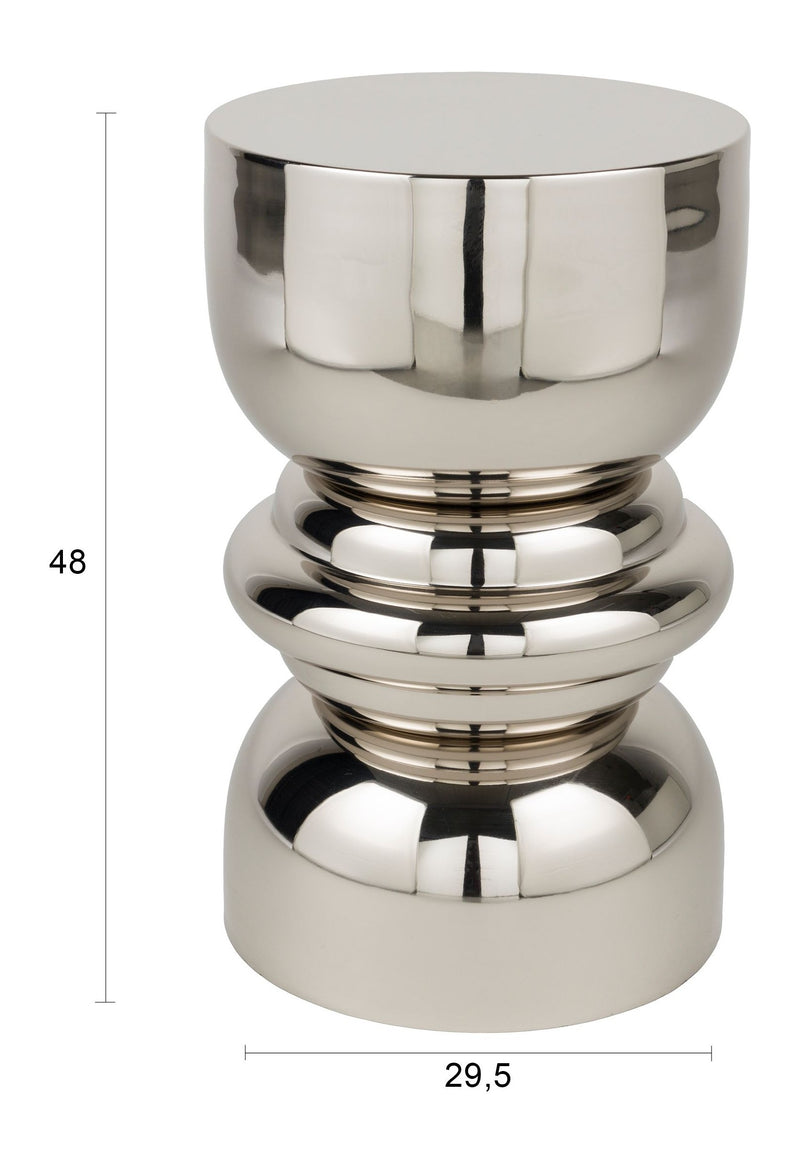 Beistelltisch Kinga in Silber aus Eisen, skulpturale Form fürs