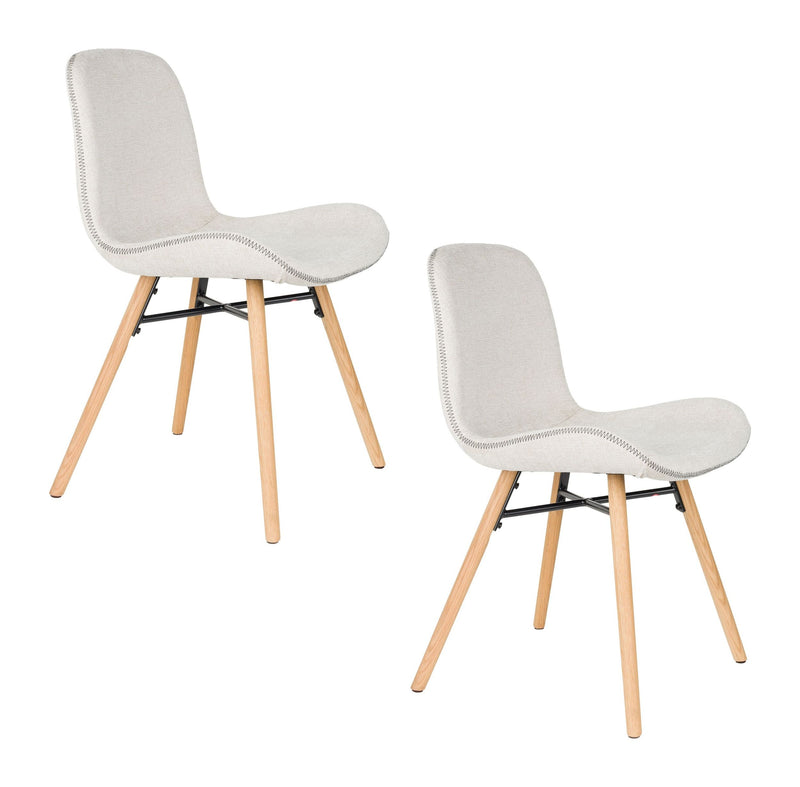 Esszimmerstuhl Lester im 2er-Set, Beige mit Eichenholz-Gestell