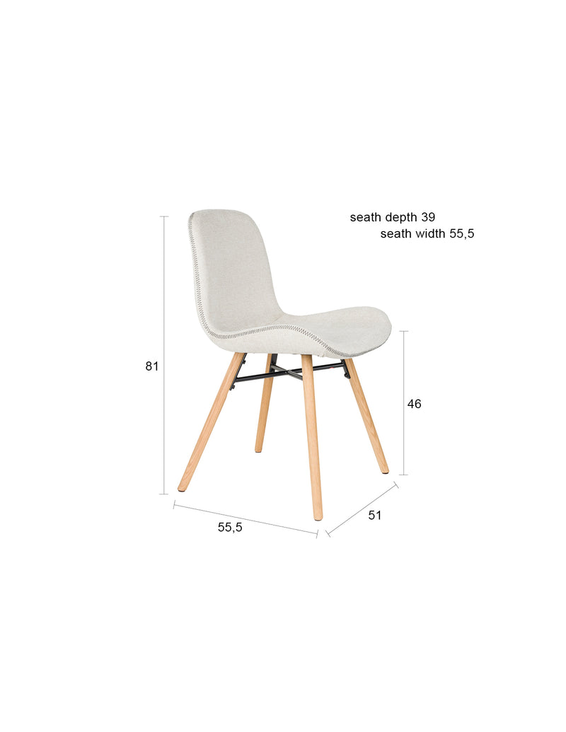 Esszimmerstuhl Lester im 2er-Set, Beige mit Eichenholz-Gestell
