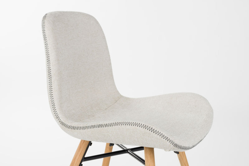 Esszimmerstuhl Lester im 2er-Set, Beige mit Eichenholz-Gestell