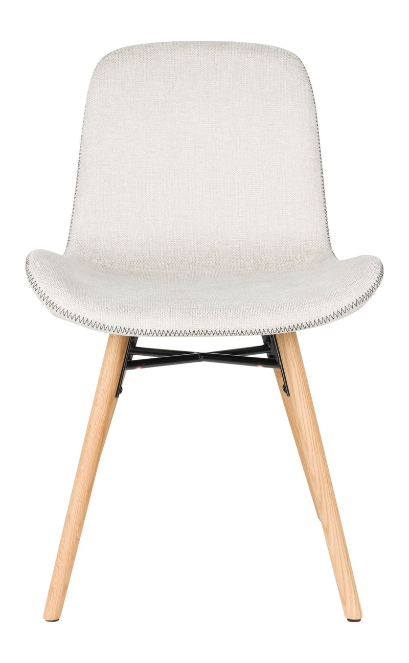 Esszimmerstuhl Lester im 2er-Set, Beige mit Eichenholz-Gestell