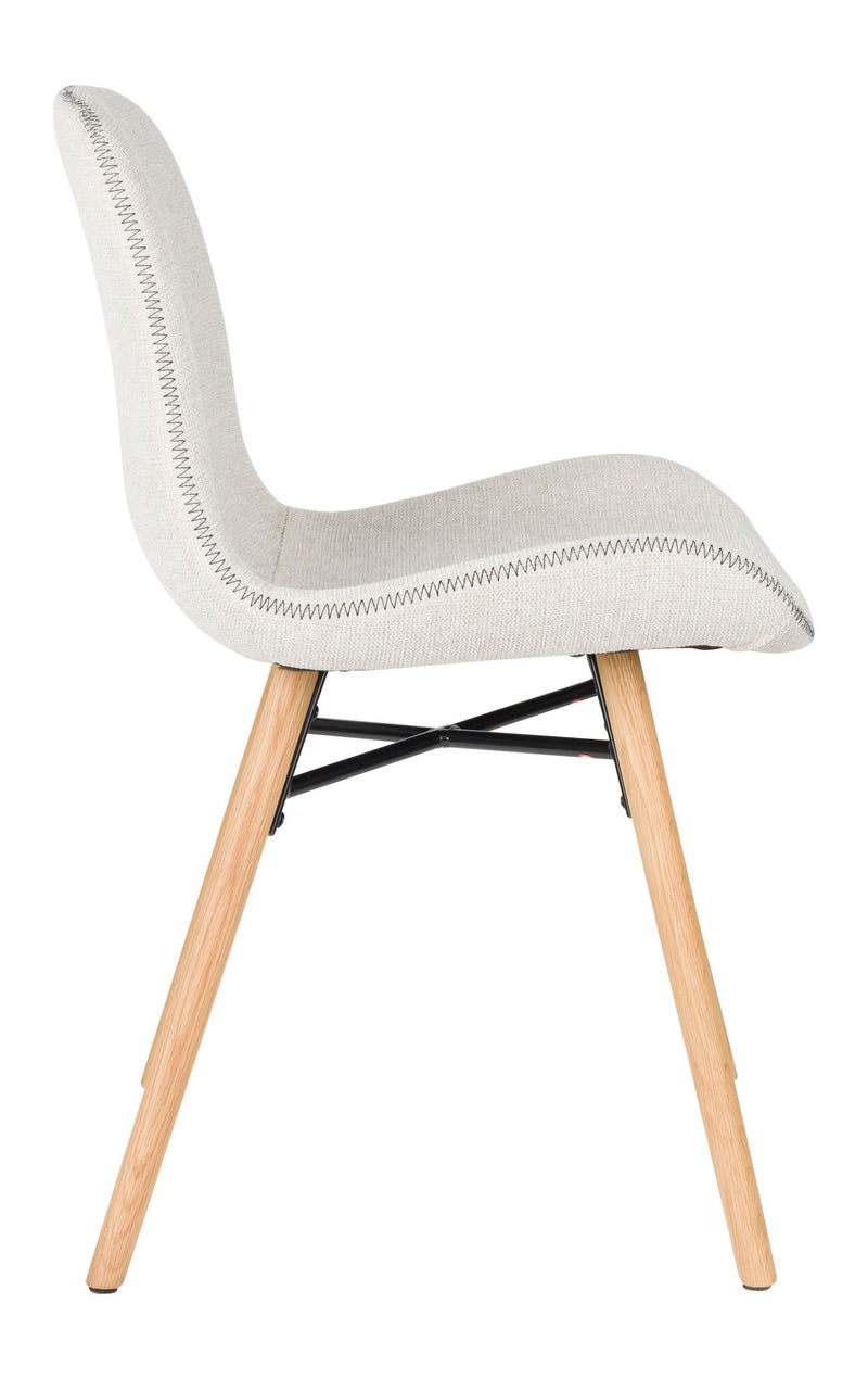 Esszimmerstuhl Lester im 2er-Set, Beige mit Eichenholz-Gestell