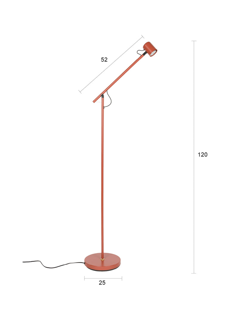 Stehlampe Aero Rot aus Metall, höhenverstellbar fürs Wohnzimmer