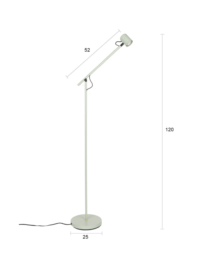 Stehlampe Aero in Grün, höhenverstellbar mit Gestell aus Metall