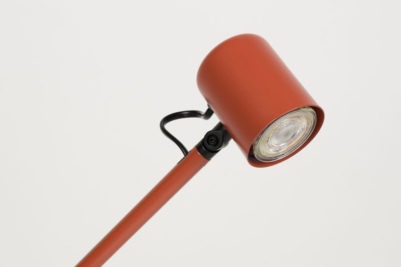 Tischlampe Aero in Rot mit Metallgestell, höhenverstellbar, GU10