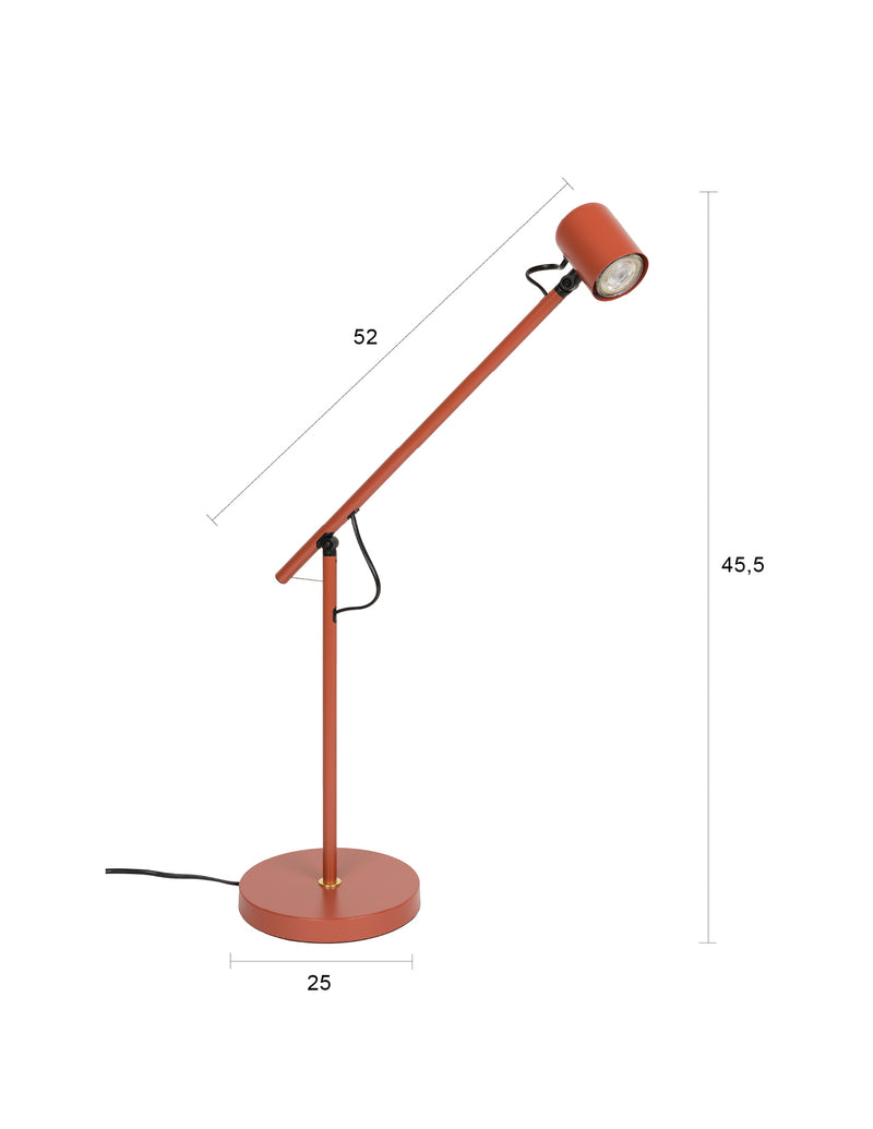 Tischlampe Aero in Rot mit Metallgestell, höhenverstellbar, GU10