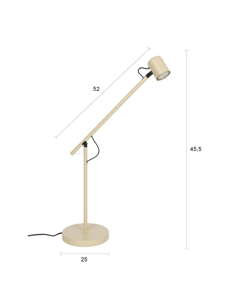 Tischlampe Aero Beige aus Metall, höhenverstellbar mit GU10-Fassung