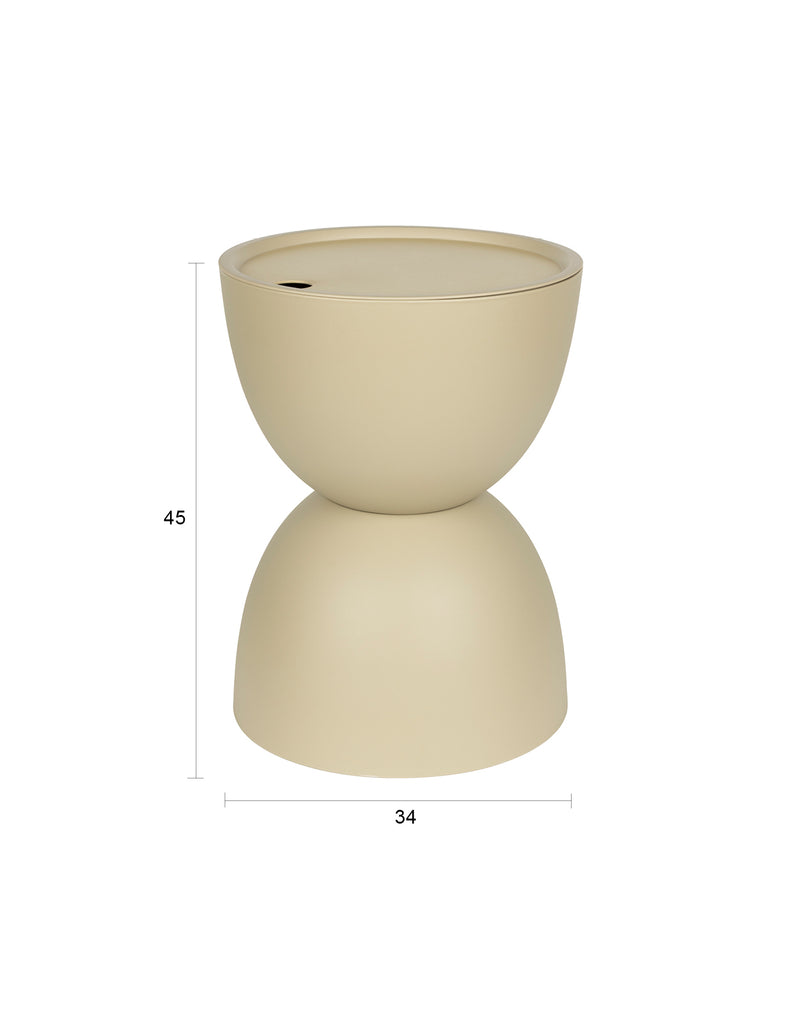 Beistelltisch Mara Beige mit abnehmbarer Tischplatte, wetterfest
