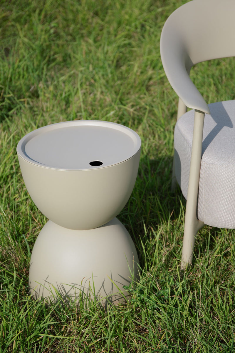 Beistelltisch Mara Beige mit abnehmbarer Tischplatte, wetterfest