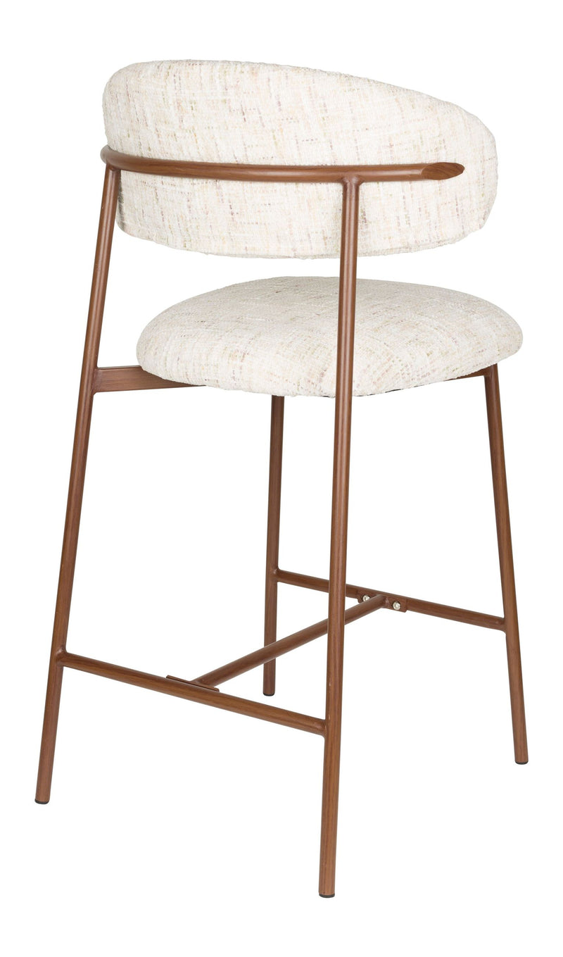 Barhocker Claes im 2er-Set, Off-White mit Eisengestell für Esszimmer