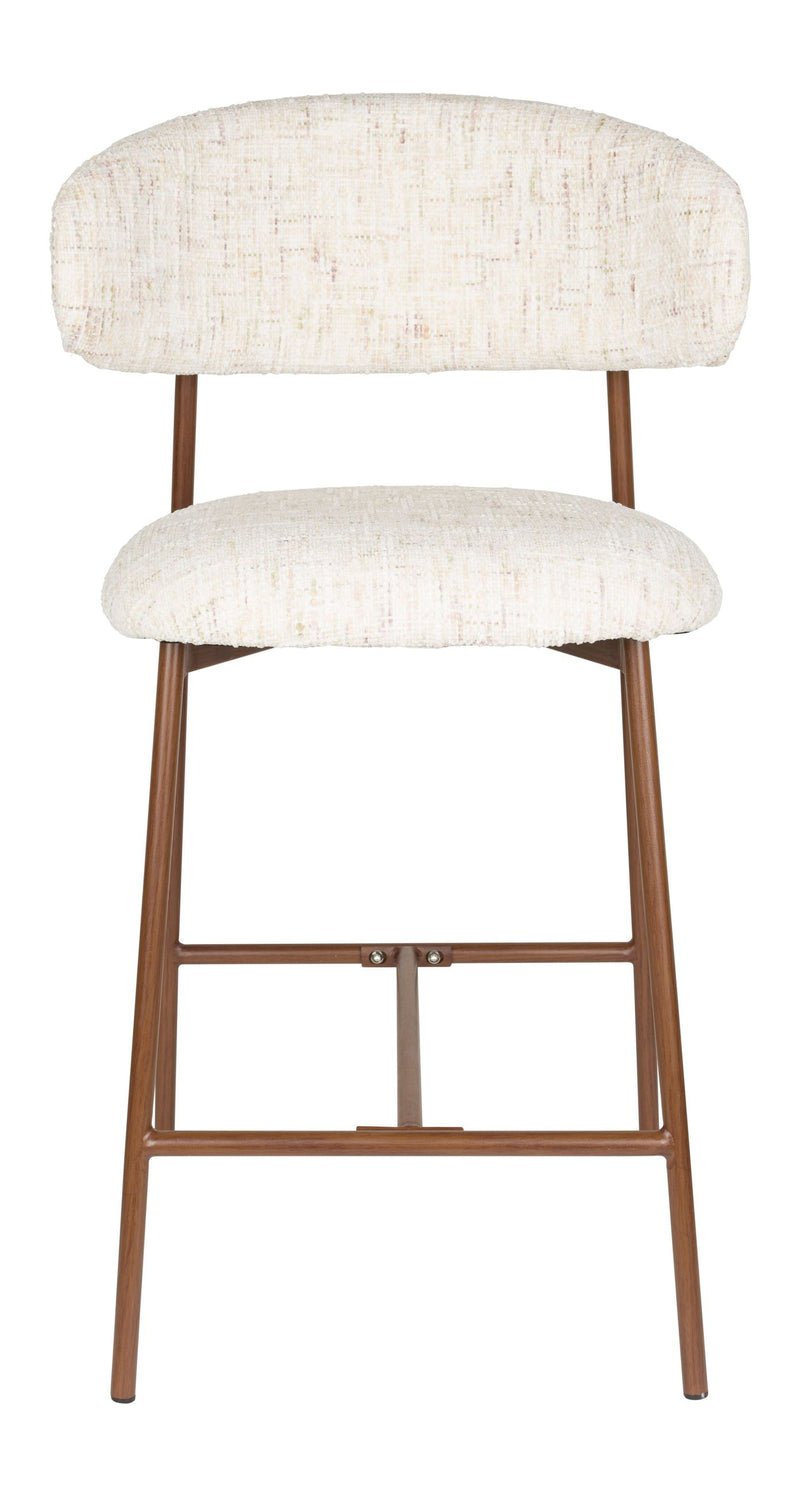 Barhocker Claes im 2er-Set, Off-White mit Eisengestell für Esszimmer