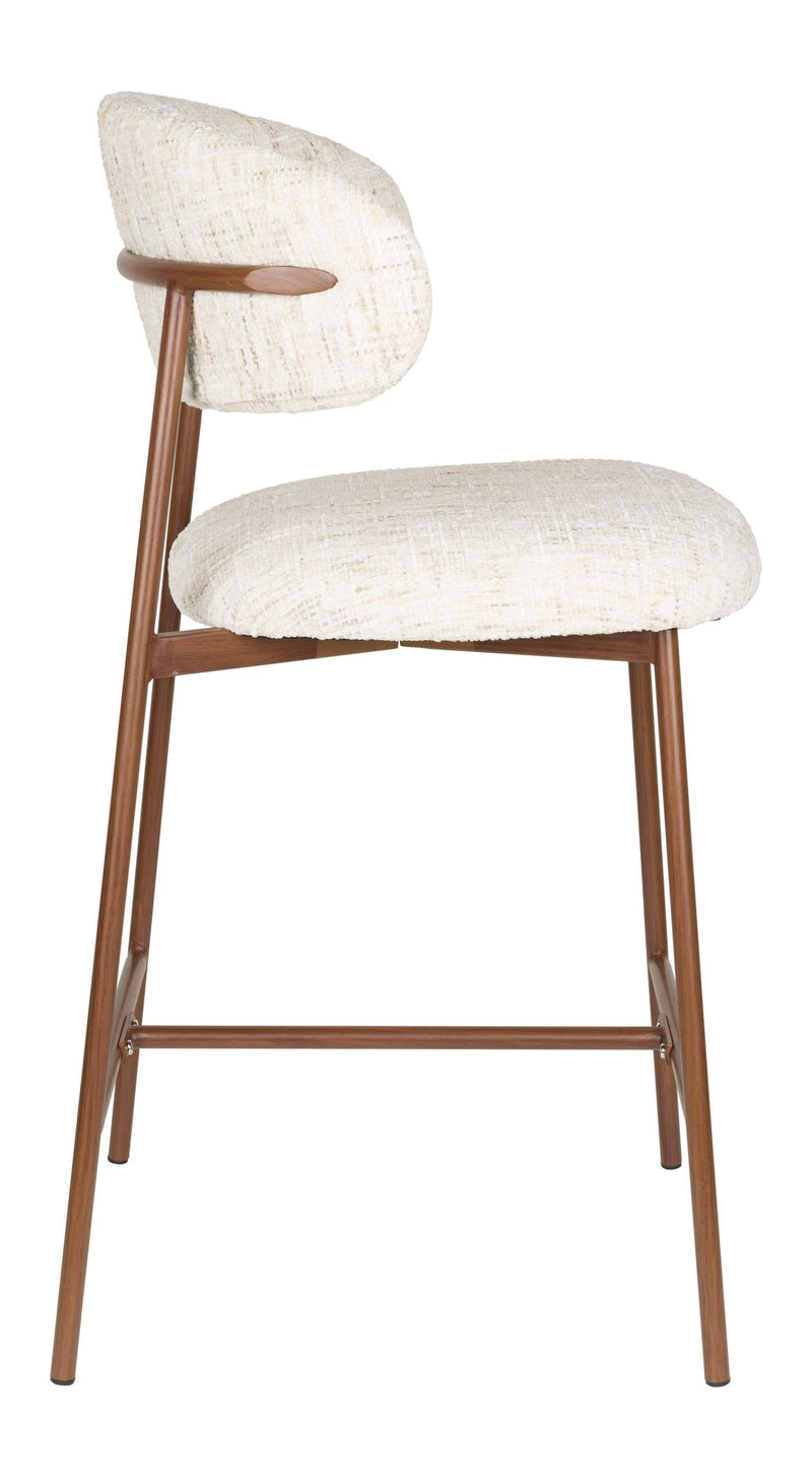 Barhocker Claes im 2er-Set, Off-White mit Eisengestell für Esszimmer