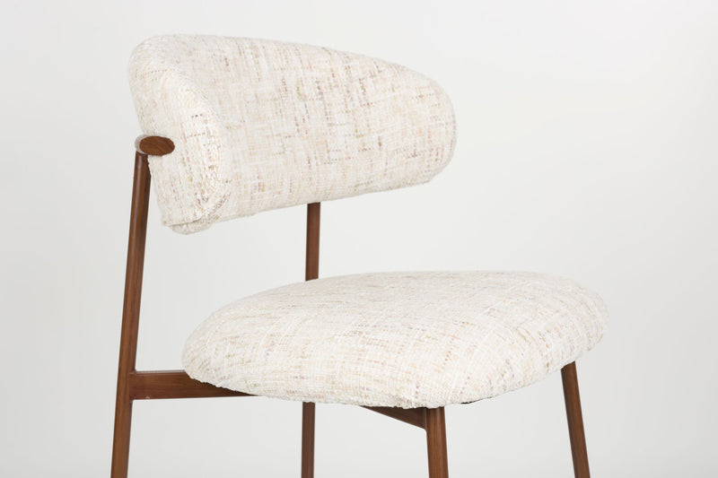 Barhocker Claes im 2er-Set, Off-White mit Eisengestell für Esszimmer