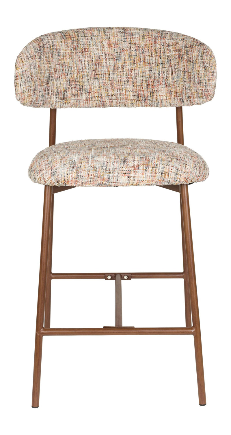 Barhocker Claes im 2er-Set, Beige mit meliertem Bezug, Metallgestell