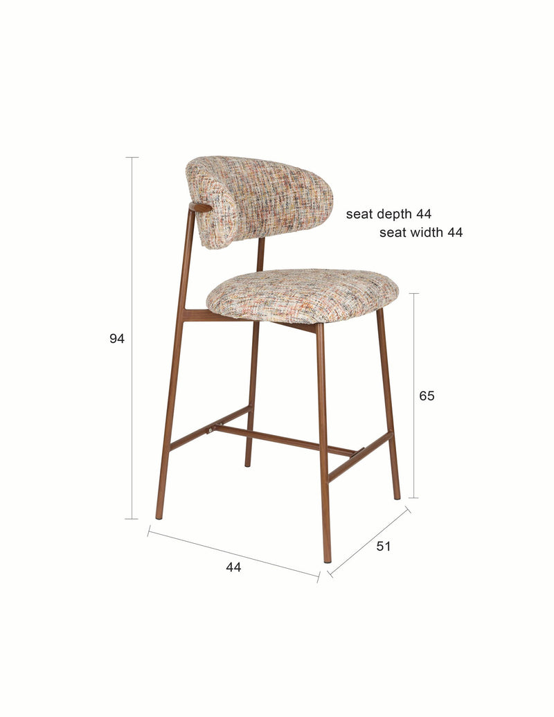 Barhocker Claes im 2er-Set, Beige mit meliertem Bezug, Metallgestell