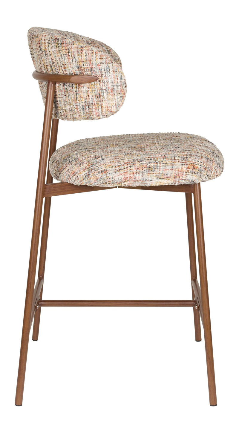 Barhocker Claes im 2er-Set, Beige mit meliertem Bezug, Metallgestell