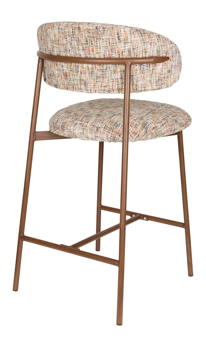 Barhocker Claes im 2er-Set, Beige mit meliertem Bezug, Metallgestell