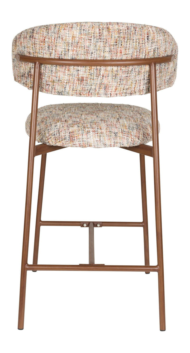 Barhocker Claes im 2er-Set, Beige mit meliertem Bezug, Metallgestell