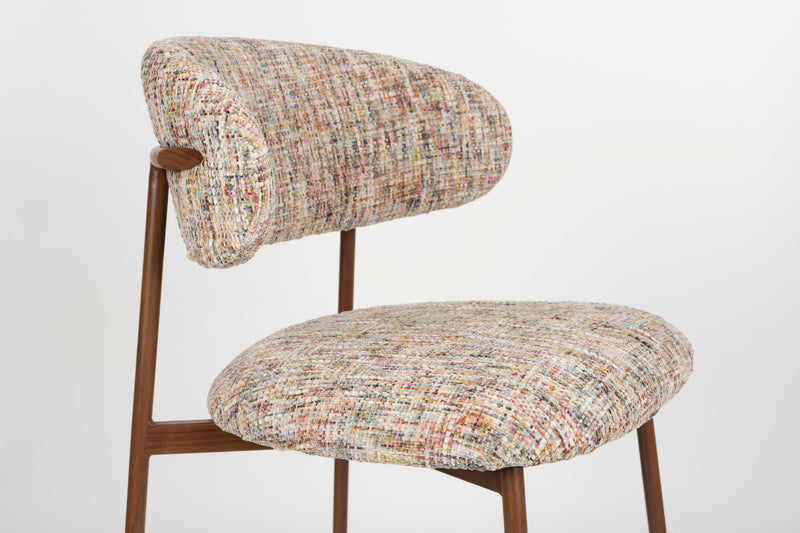 Barhocker Claes im 2er-Set, Beige mit meliertem Bezug, Metallgestell