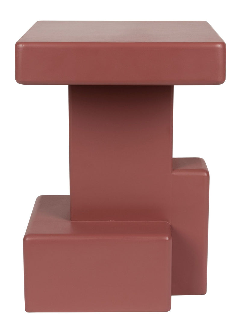 Beistelltisch Blast mit brutalistischem Blockdesign aus MDF in Rot