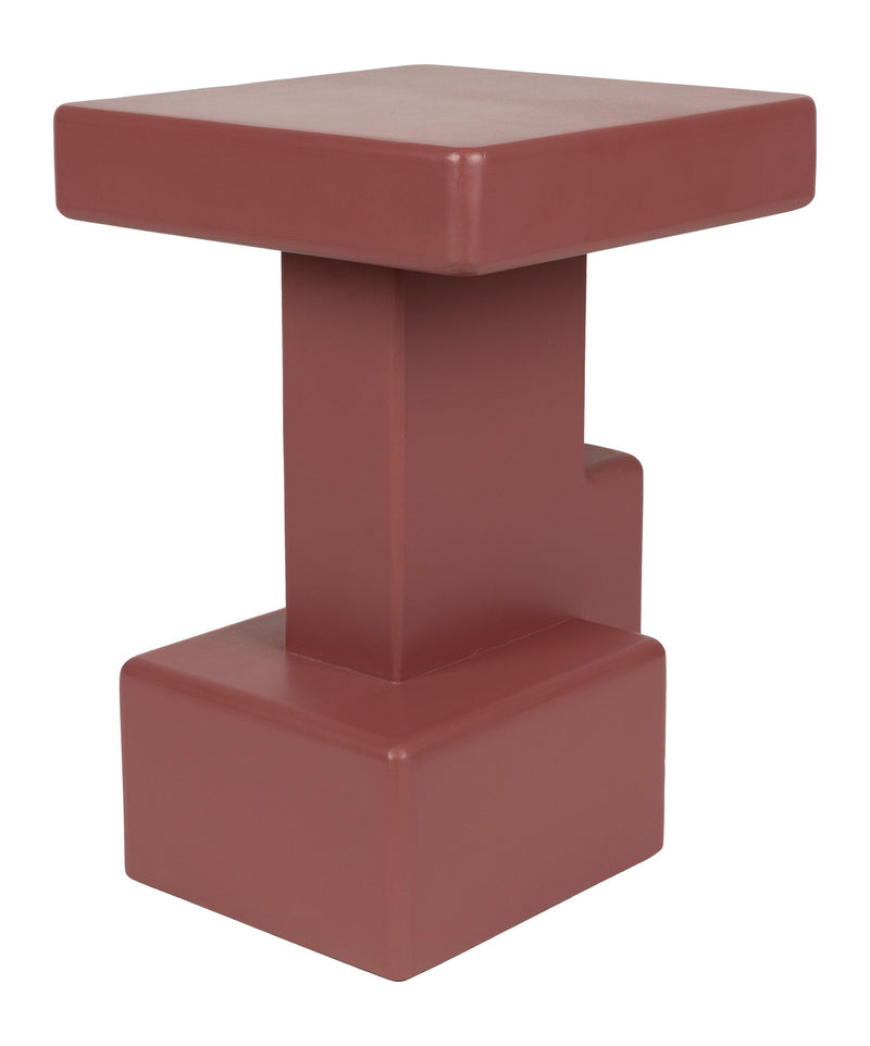 Beistelltisch Blast mit brutalistischem Blockdesign aus MDF in Rot