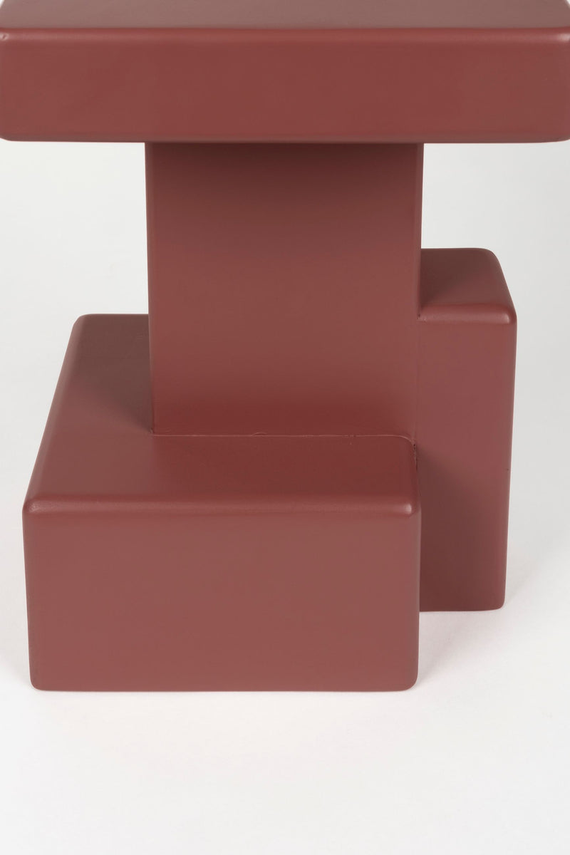 Beistelltisch Blast mit brutalistischem Blockdesign aus MDF in Rot