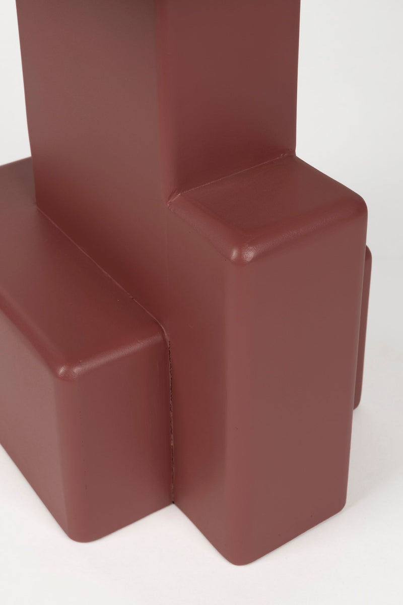 Beistelltisch Blast mit brutalistischem Blockdesign aus MDF in Rot