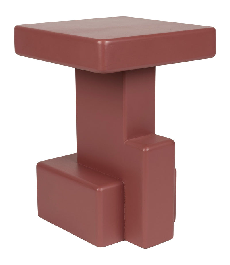 Beistelltisch Blast mit brutalistischem Blockdesign aus MDF in Rot
